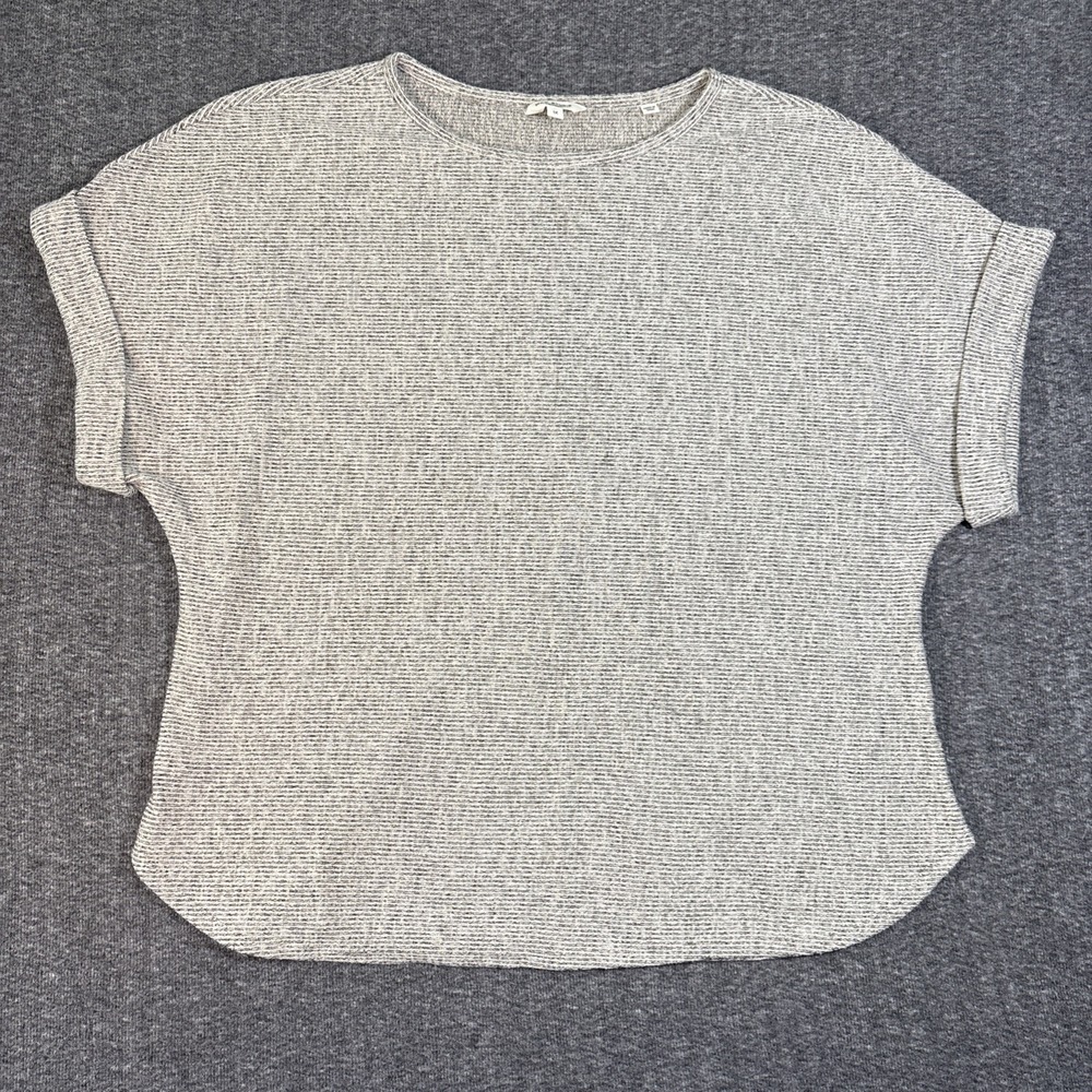 Max Studio London Womens Gray Ribbed Knit Dolman Cuffed Short Sleeves Top Sz 1X